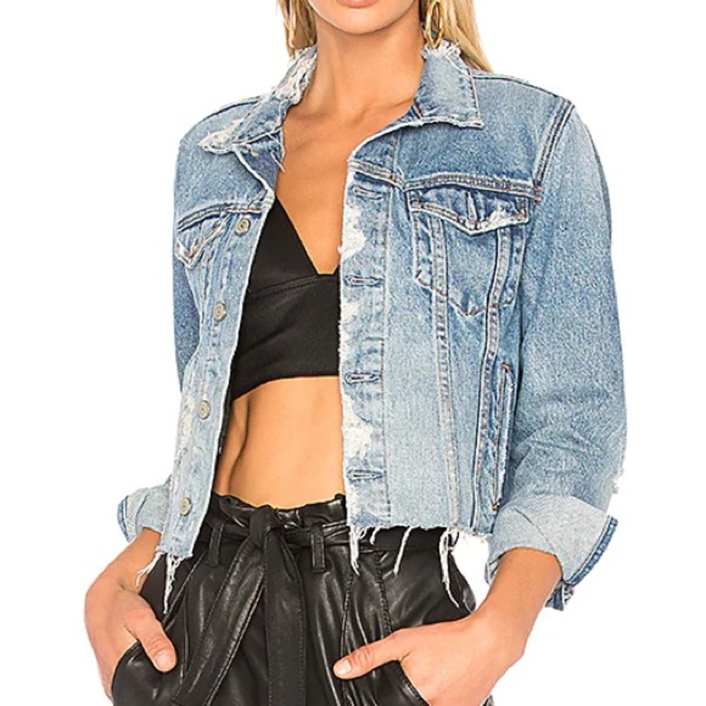 GRLFRND Light Blue Distressed Denim Jacket